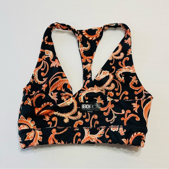 Beach Riot Paisley Twist Top Active Sport Women Wireless Size Small Crop Top - Picture 4 of 8